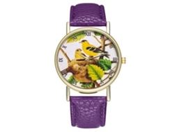 Relógio de Pulseira de Casal com Pulseira Pu Estilo Moderno e Movimento Quartz Roxo