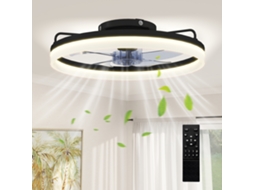 Ventilador Soffitto em Acciaio e Plastica com Luce Led Regolabile, Telecomando, Timer, 6 Velocità, Nero ZENCORE SERVICES