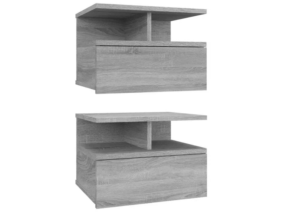 Conjunto de 2 Mesas Cabeceira Derivadas da Madeira Cinza Sonoma MAISON EXCLUSIVE (38x35x56 cm)