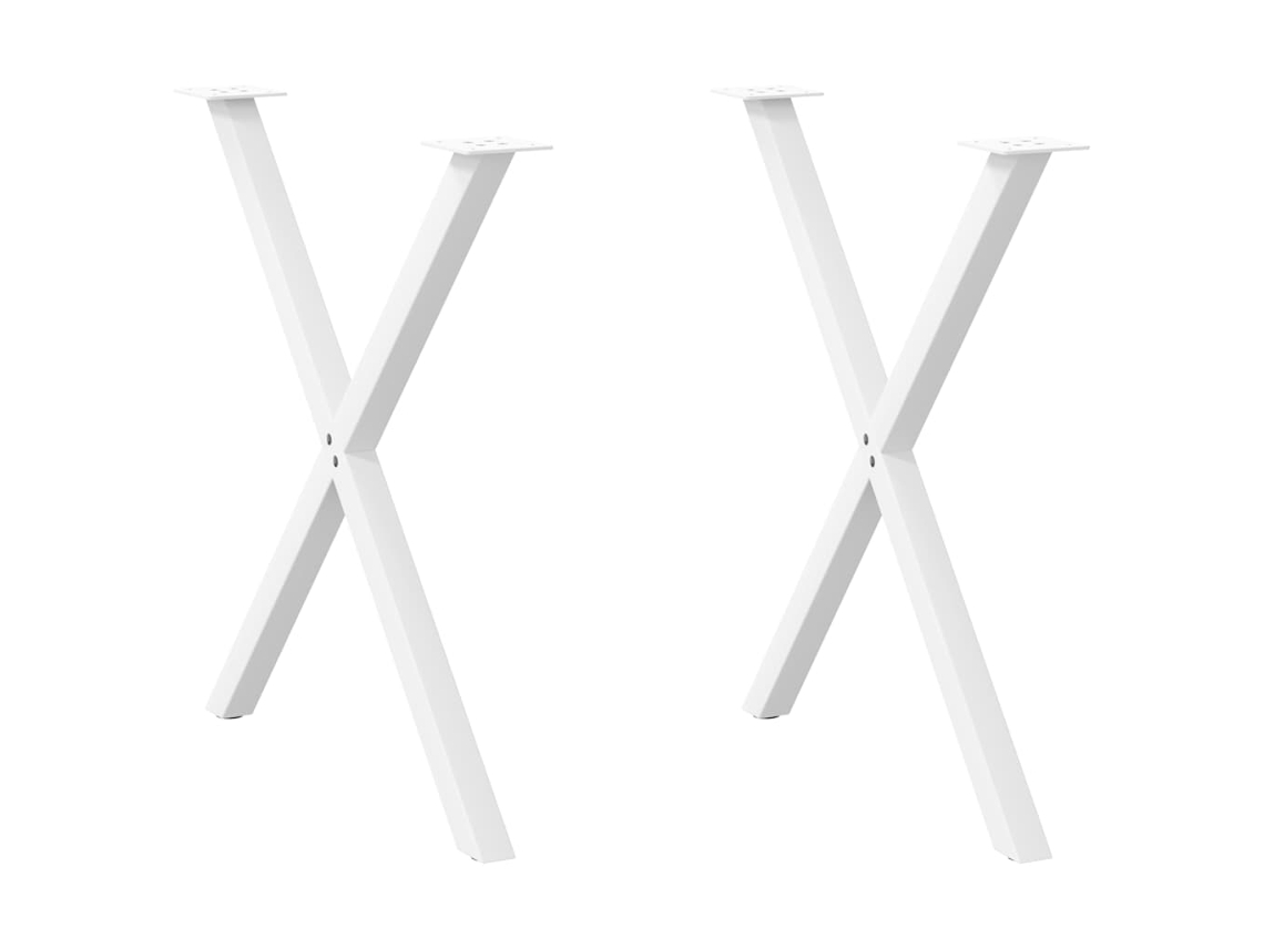 Vidaxl Pés Para Mesa De Jantar Em Formato De X, 2 Peças, Branco, 80x (72-73) Cm, Aço
