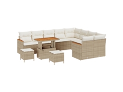Conjunto 12 Conjunto De Sofá De Jardim Vidaxl Bege Vime Pe (90 X 55 X 71 Cm)