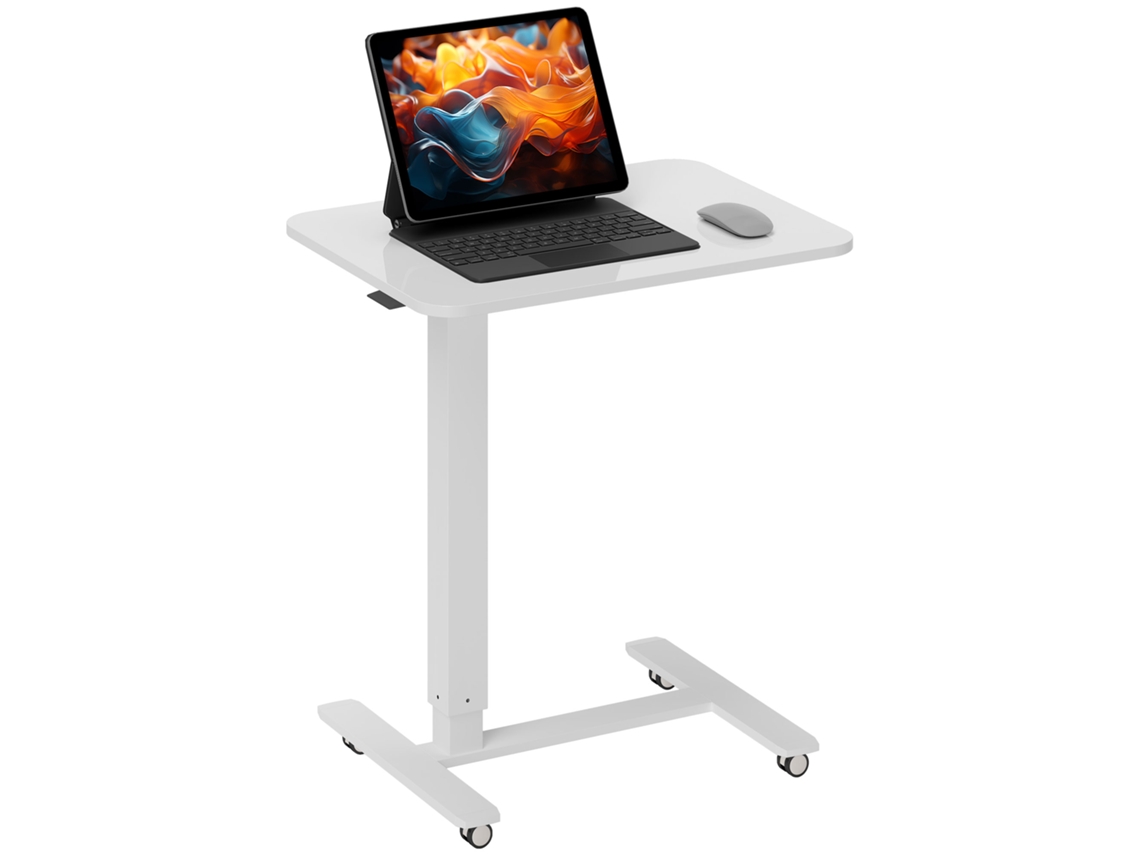 Altura Da Mesa Em Pé Ajustável, Incluindo 4 Rodízios Em Formato De C 65 Cm X 48 Cm X 73-110 Cm Branco