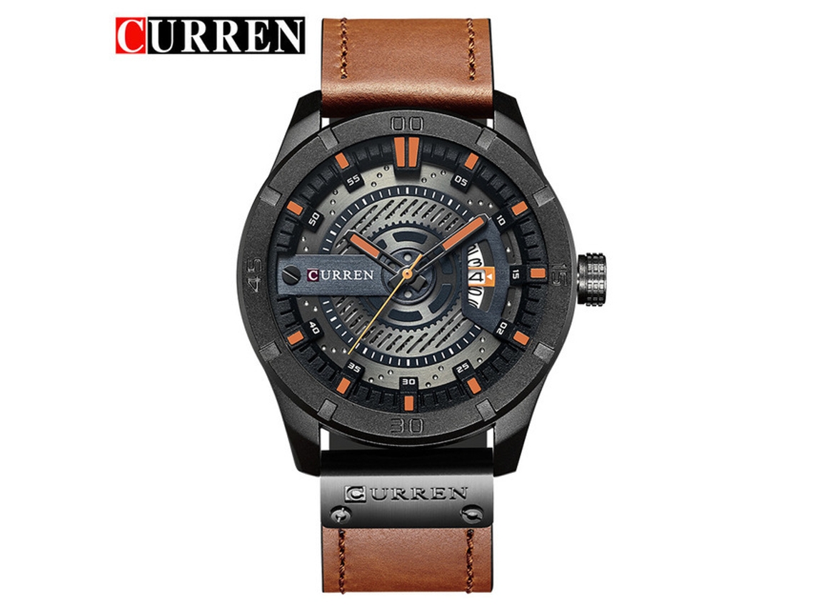 Relógio de Quartzo Casual Masculino MDUG (marrom)