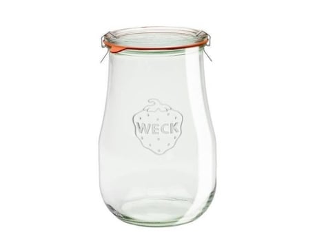 Frasco De Armazenamento Weck 1062ml Série Tulip Vidro E Silicone Compatível Com Forno E Congelador