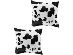 Conjunto de 2 Capas Almofada Decorativas em Algodão com Estampa Vaca e Zíper Invisível, Ideais CHABERLU