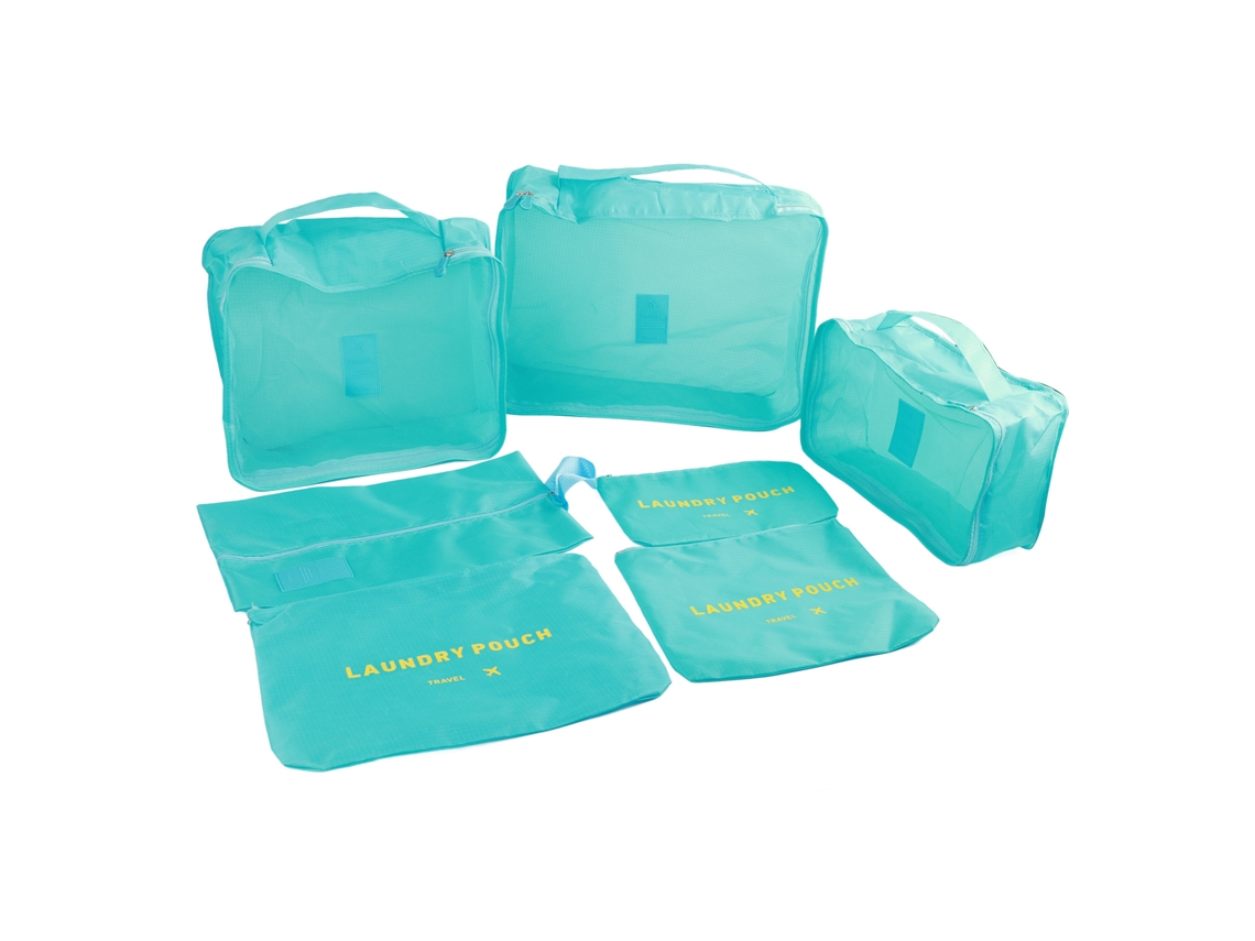 Conjunto de 7 Sacos de Armazenamento para Viagem Grande Capacidade Azul Claro S/MARCA
