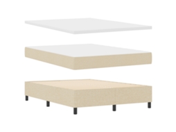 Conjunto 1 Cama Box Vidaxl Creme Tecido (140 X 200 Cm)