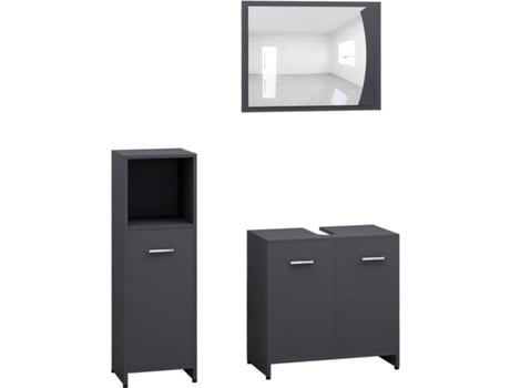 Conjunto de Móveis VIDAXL 3056909 (Cinzento - Aglomerado de Madeira - 60x33x58 cm - 3 Peças)