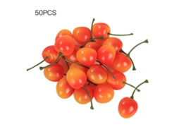 50 Peças De Cereja Plástica Simulada Fruta Miniatura