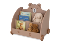 Estante Relaxdays Para Crianças, Design De Ursos, Hbt: 58x60x40 Cm, Com Rodízios, Cantos Arredondados, Mdf, Castanho
