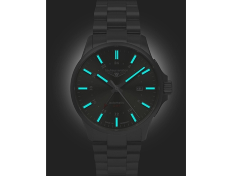 Relógio masculino GMT automático de titânio de aviação BAUHAUS