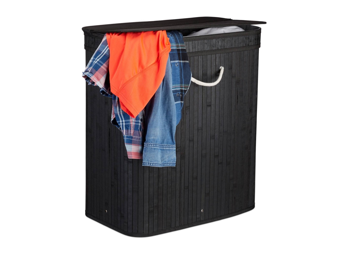 Cesto De Roupa Quadrado De Bambu Com Tampa