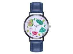 Reloj De Pulsera Unisex Zhoulianfa Con Dial De Frutas Y Correa De Cuero Pu Azul Real