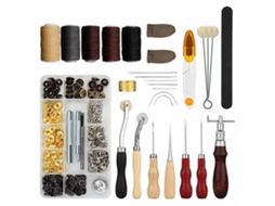 Kit De Ferramentas De Couro Para Manufaturas 28pcs Para Costura, Gravura, Corte E Acessórios Profissionais Diy