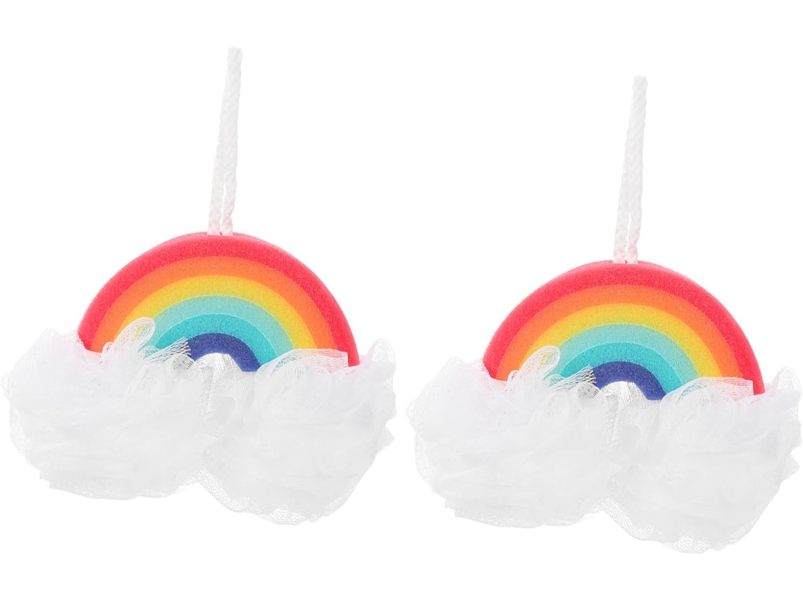Bola De Banho Arco Íris Com 2 Bolas De Malha Esfoliantes Para O Corpo Gokoco