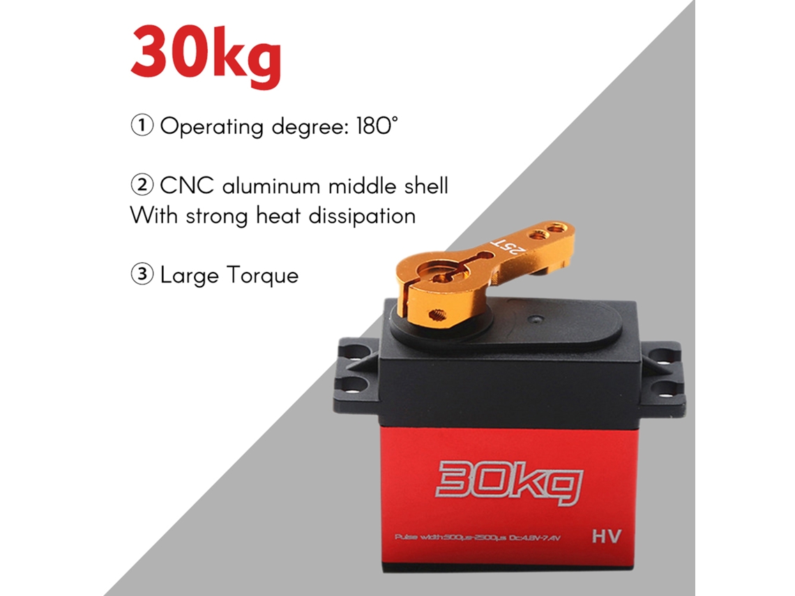 Servo Digital 30kg Engrenagem Metal À Prova D'água Para Carros Rc Robôs Barcos Com Braço 25t