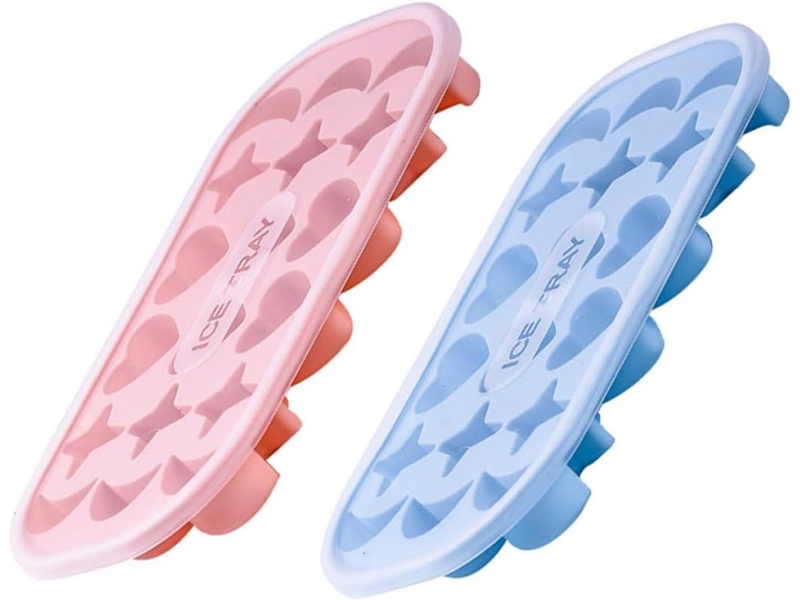 Vicasky Conjunto De 2 Formas Para Sorvete Em Silicone E Pp Com 18 Compartimentos E Tampa,