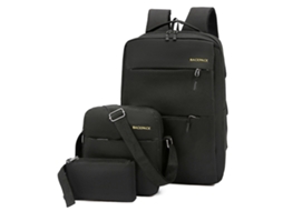 Conjunto Combinado de Mochila de 3 Peças Mochila para Laptop Resistente À Água Bolsa de Viagem de Negócios com Porta de Carregamento Usb Moc Preto