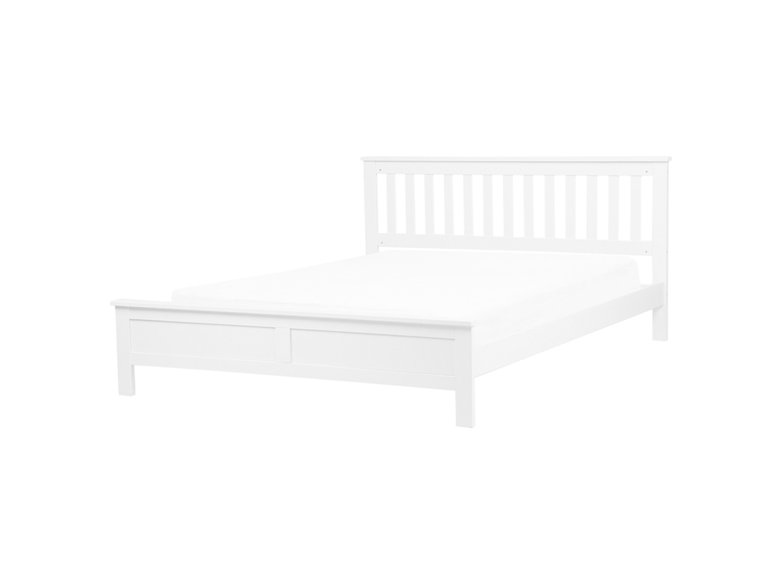 Cama de casal BELIANI Mayenne de Pinho Branco 169x208x88