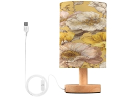 Abajur De Cabeceira Com Estampa Floral Em Aquarela, Luminária De Cabeceira Led, Luminária De Leitura Com Portas Usb E