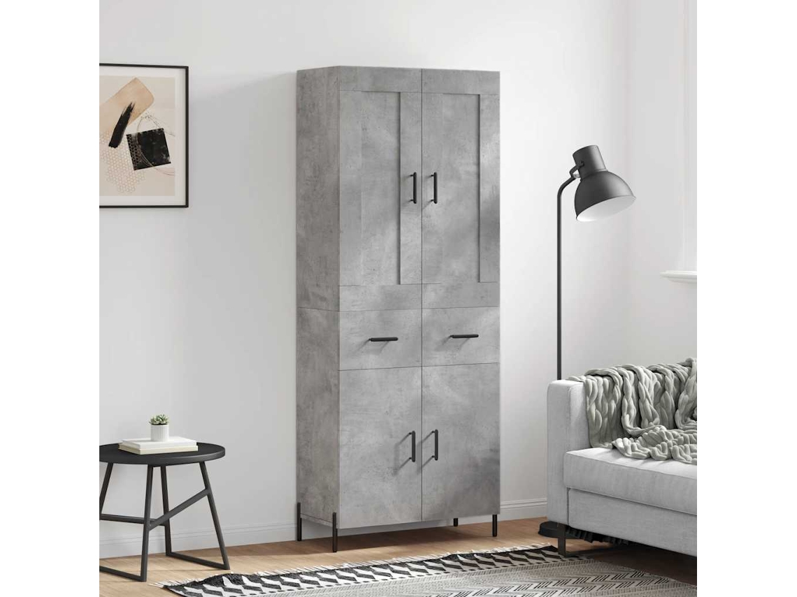 Vidaxl Armário Alto 69,5x34x180 Cm Derivados De Madeira Cinza Cimento