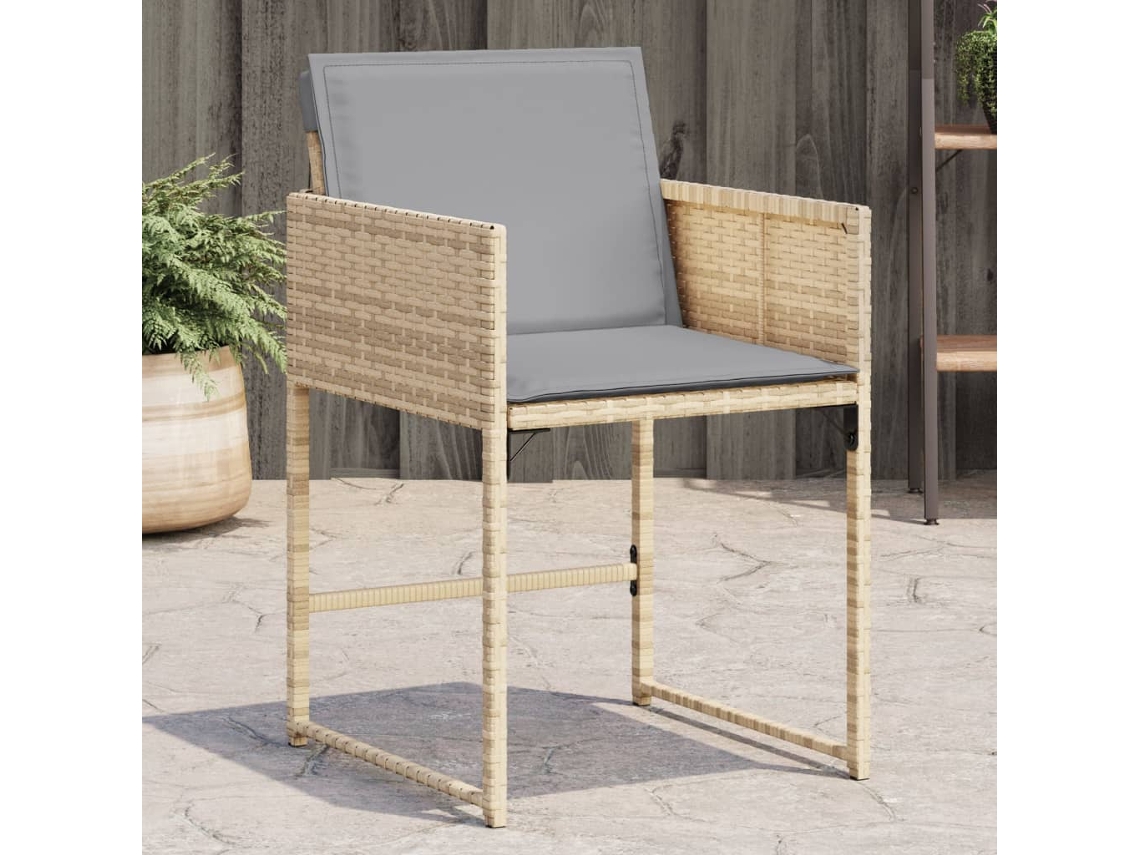 Cadeiras De Jardim Com Almofadões 4 Pcs Vime Pe Bege Misturado Dkd Home Decor