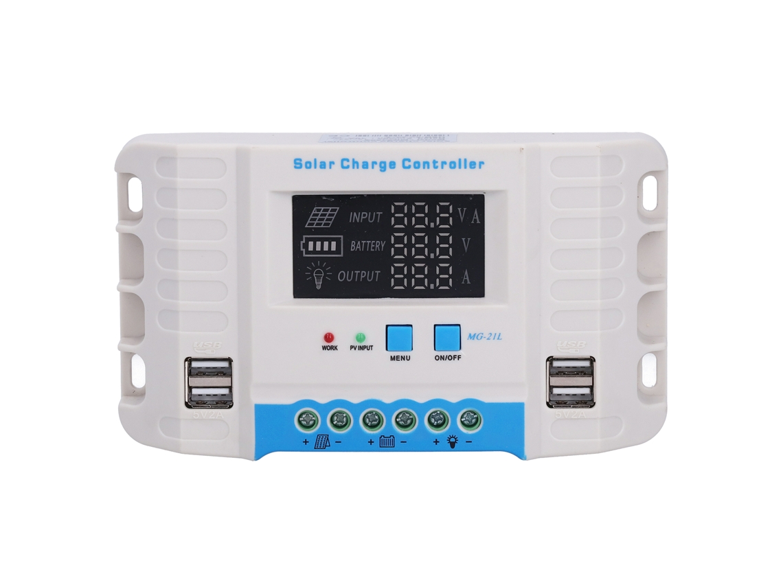 Controlador De Carga Solar Pwm 10a 12v/24v Com Lcd E Shell Abs Para Residencial