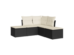Conjunto 5 Sofás de Jardim com Almofadões VIDAXL Vime Pe Preto
