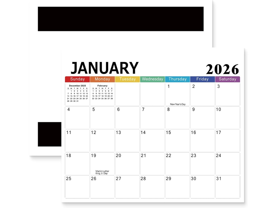Calendário De Parede Educativo 2026 Com Layouts Diários Em Inglês, Tintas Seguras, Adequado Para Salas De Aula.