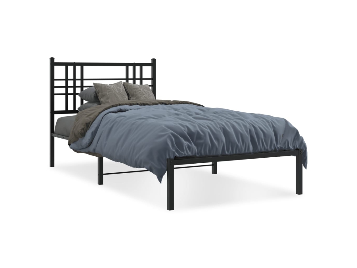 Bed Frame, Bed Frames Vidaxl Preto Aço (100 X 200 Cm)