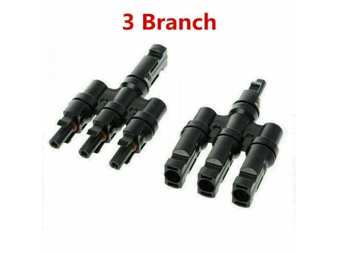 Conector De Painel Solar Mc4 T-branch 1 Para 6 Vias M/f 50a 1000vdc Ip67 Preto 3 Rama