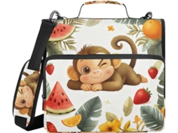 Pasta Artoon Monkey Wink Com Bolsos Extras, Alça De Ombro, Grande Capacidade De 3, 8cm 1, 5 Polegadas, Bolsa De