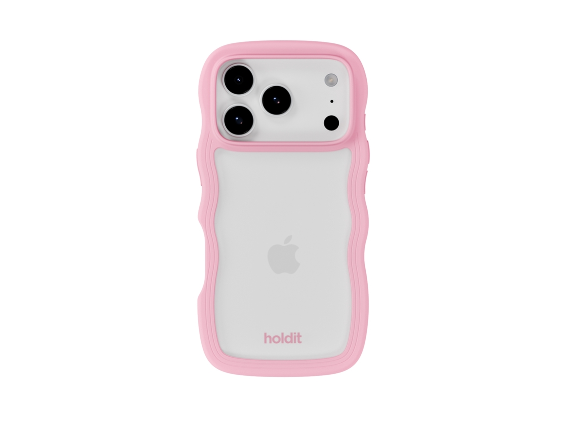 Capa Para Celular Iphone 17 Pro Ondulada Rosa/transparente