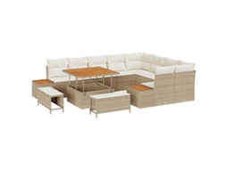 Conjunto 12 Conjunto De Sofá De Jardim Vidaxl Bege Vime Pe (100 X 100 X 71 Cm)