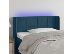 Vidaxl Cabeceira Cama C/ Luzes Led Veludo 103x16x78/88 Cm Azul-escuro