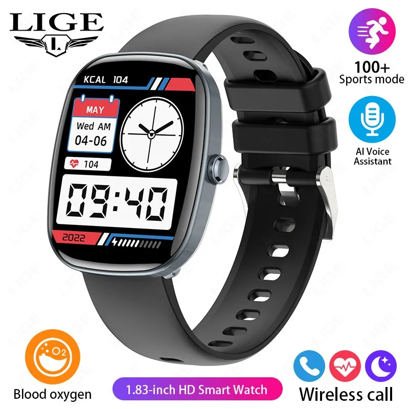 Smartwatch (silicone Preto), Bluetooth, Tela Sensível Ao Toque Completa, À Prova D'água, Para Esportes E Atividades Físicas.