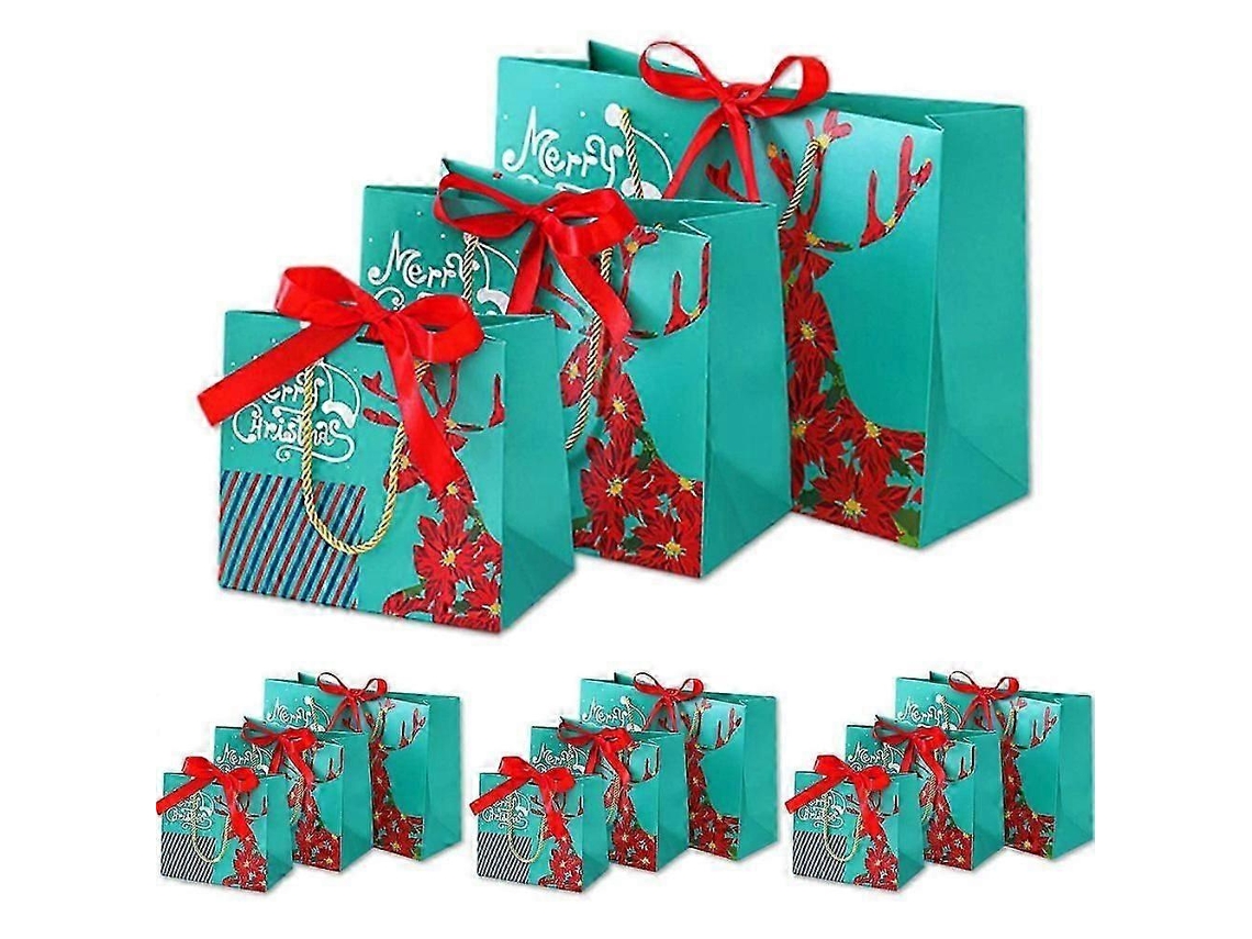 Sacos De Presente Natalícios Com Alças, Resistentes E Reutilizáveis, Para Presentes E Festas