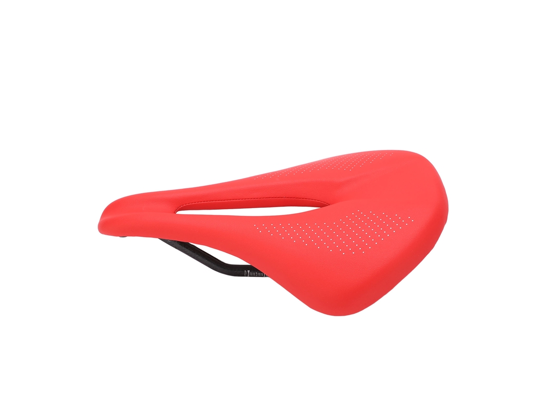 Cadeira de Bicicleta Fibra de Carbono 155mm Couro Oco Vermelha S/MARCA