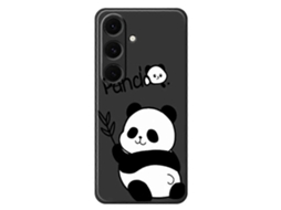 Capa Tkdaddy Para Samsung Galaxy S24 Fe Com Estampa De Panda E Bordas Retas Em Tpu, Preta