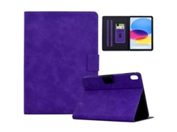 Capa de couro sintético Hengrongshen com compartimentos para cartões para iPad 10.9 (2022) Roxo (2025)