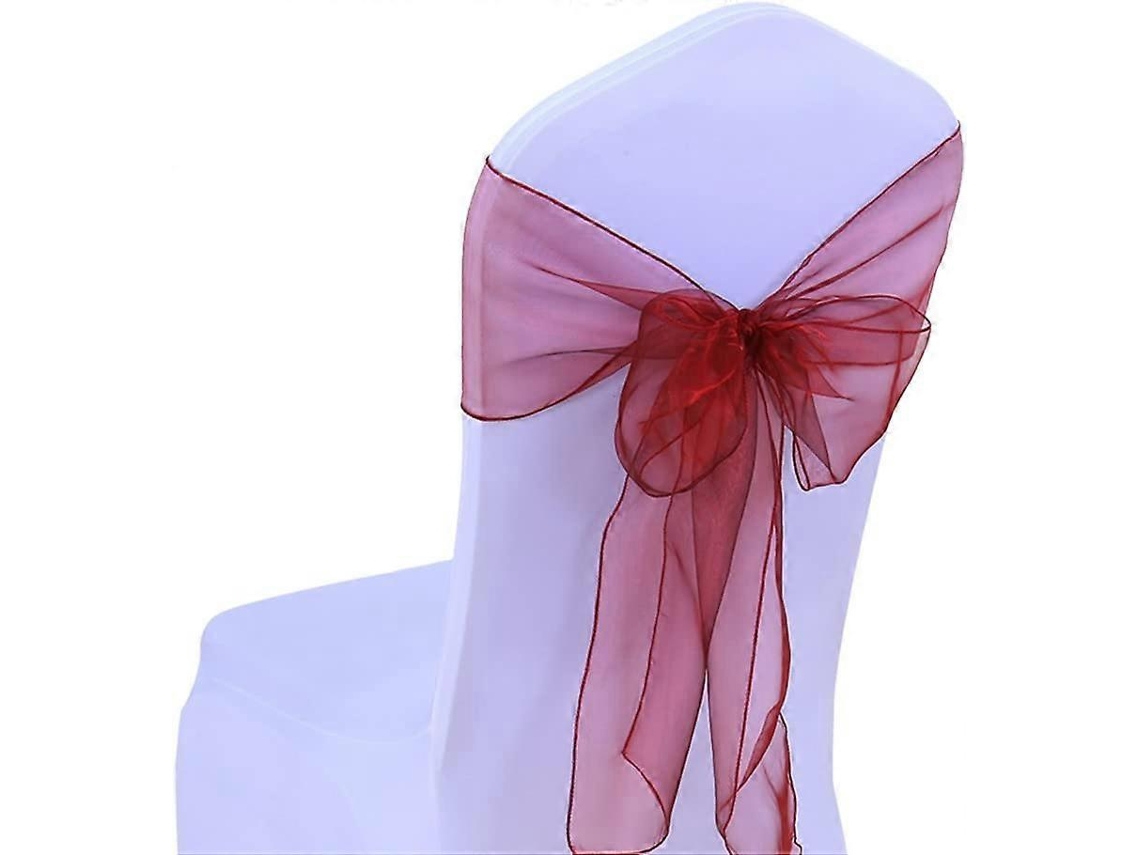 Rebe lazo para Cadeira Organza Transparente 17x275cm 22 Cores Bordô (sem Capa de Cadeira)