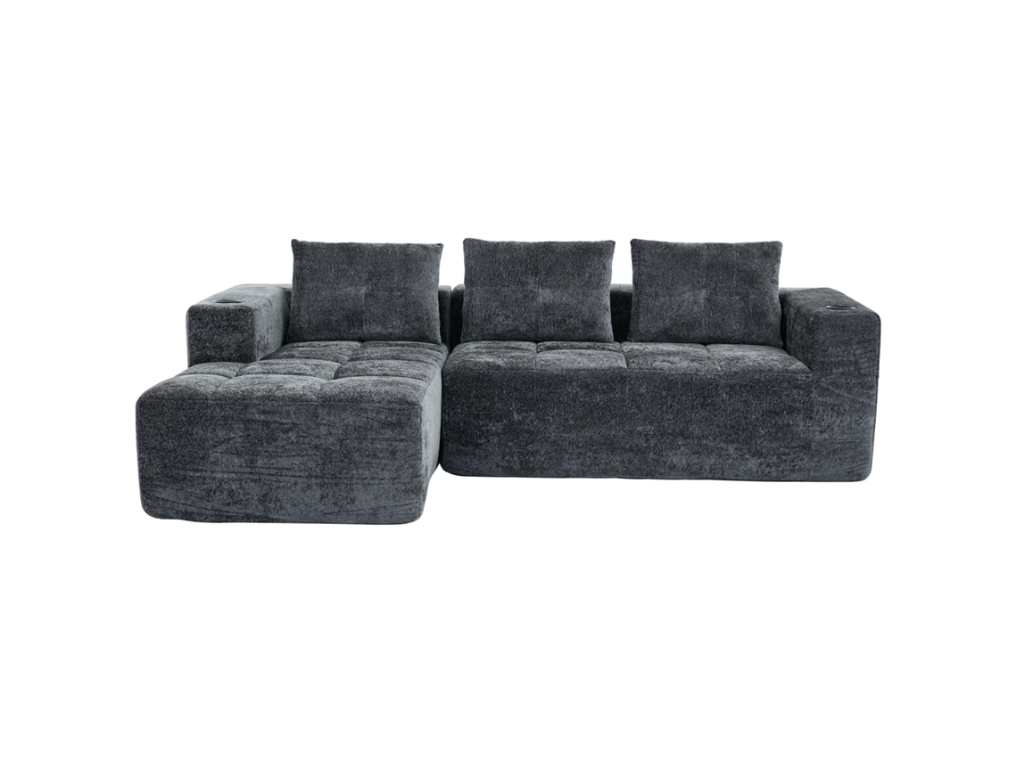 Sofá L Minimalista De 258 Cm, Compacto E Confortável, Ideal Para Salas Pequenas E Apartamentos Com Três Almofadas.