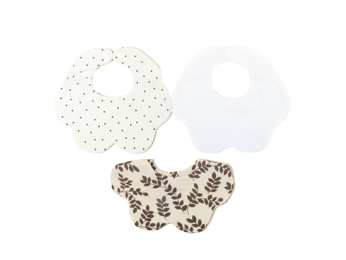Conjunto de 3 peças de fraldas de algodão para bebês, estampadas, bandana, cachecol, fralda respiratória para higiene bucal, toalha para saliva e proteção contra alimentos.