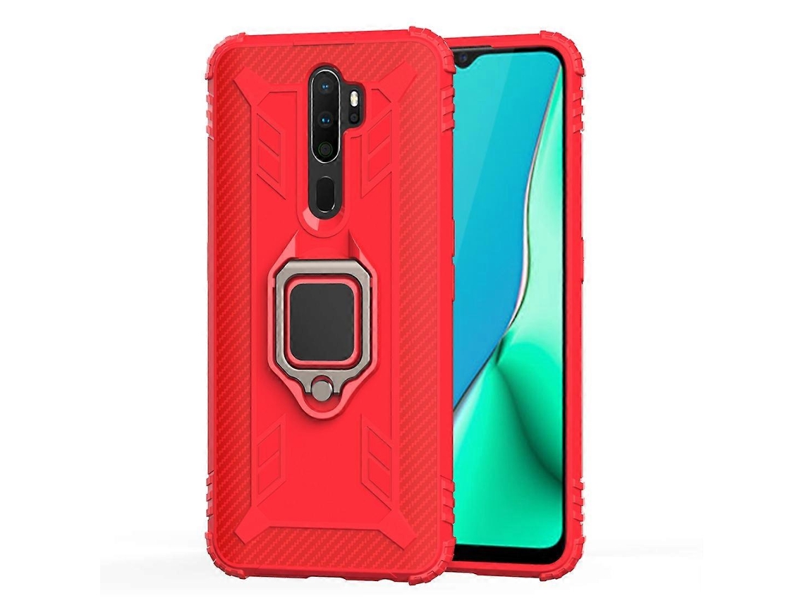 Capa Protetora De Fibra De Carbono Com Suporte De Anel Giratório De 360 Graus Para Oppo A9 (2020) / A11x