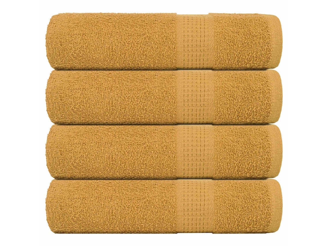 Vidaxl Toalhas De Banho Frogn 4 Pcs 70x140 Cm 360 G/m² Ouro