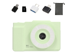 Câmera Hd 6400w, Presente Para O Dia Das Crianças, Verde (tela Articulada) + Cartão De Memória De 32 Gb + Leitor De Cartão + 2 Adaptadores + Bolsa