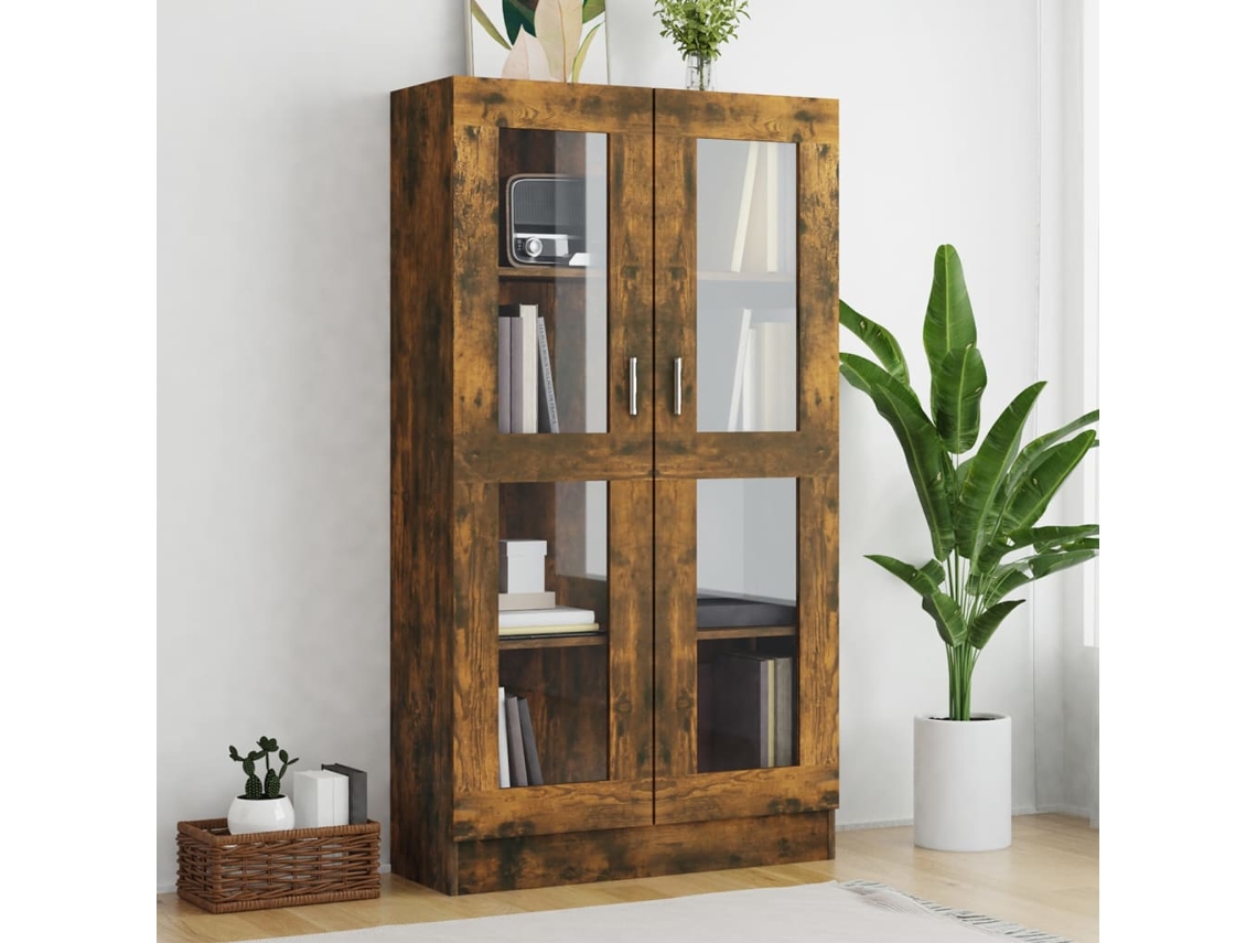 Vidaxl Vitrine 82,5x30,5x150 Cm Derivados De Madeira Carvalho Fumado