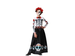 Fato de esqueleto mexicano Catrina Rosas para menina