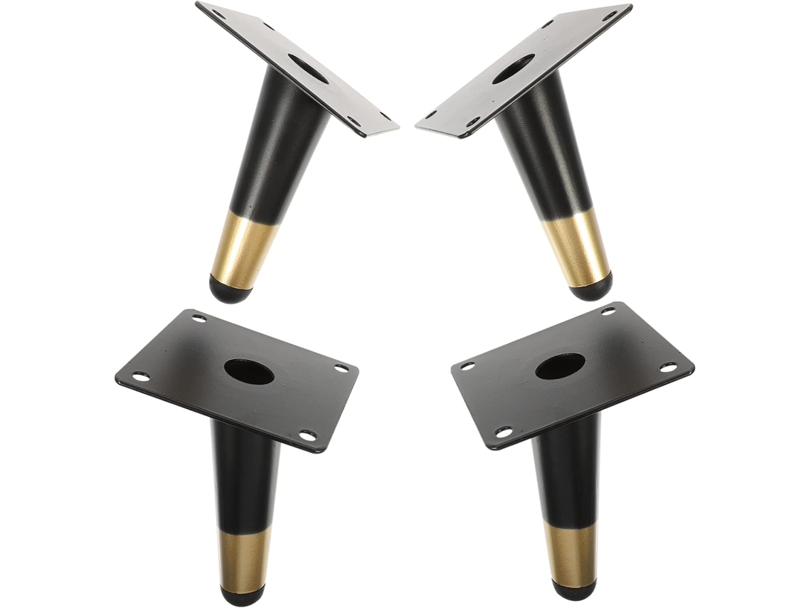 Pés De Metal Tofficu Para Sofá, 10cm, Formato Cônico Oblíquo, Pretos, Para Móveis, Móveis Como Sofás, Armários E Bancos
