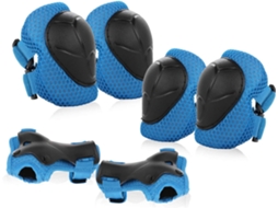 Conjunto Proteção Patins Infantis 6 Peças Joelheiras Cotoveleiras Pulso Ajustáveis Ciclismo Scooters